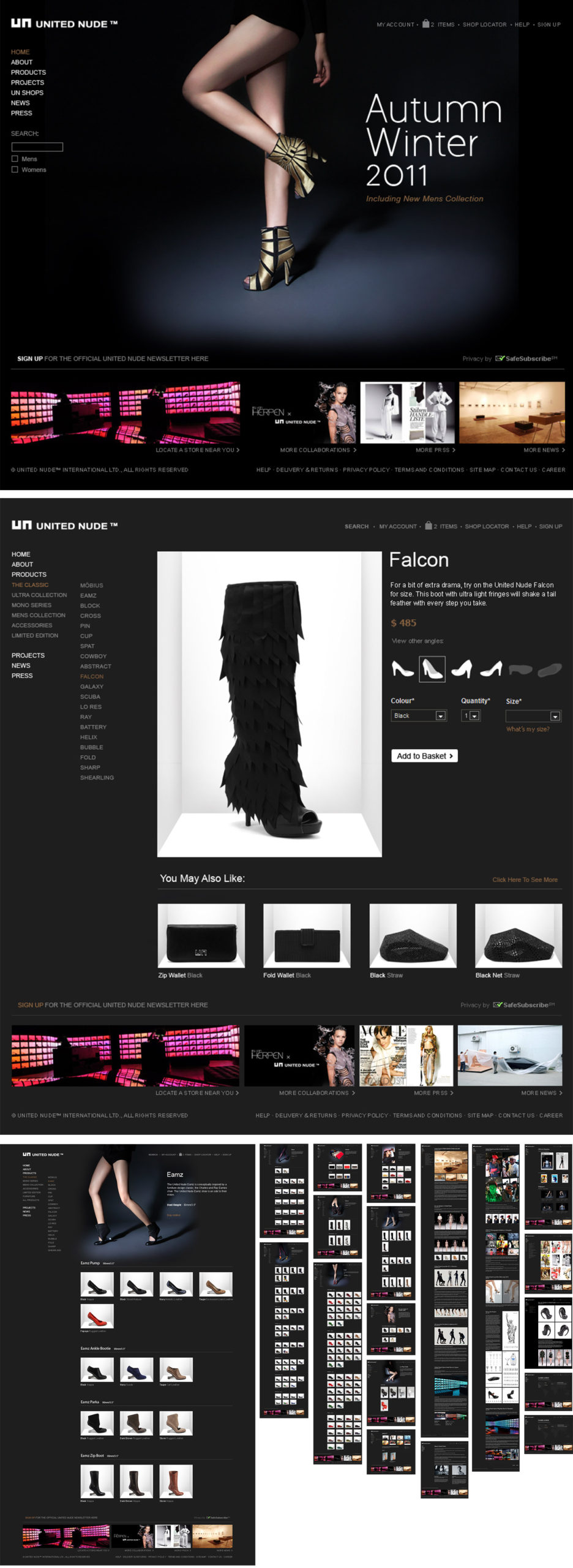 United Nude Autumn Winter 2011 website design
